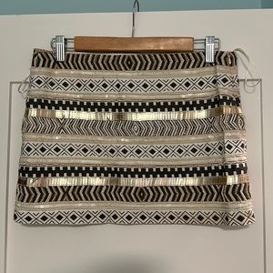Zara Trafaluc beaded geometric print skirt